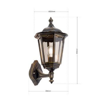 Vonkajšie nástenné svetlo Puchberg v čierno-zlatej