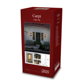 Vonkajšie nástenné svietidlo Carpi, čierne, šírka 20,5 cm