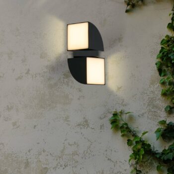 Vonkajšie nástenné svietidlo Dakota LED, čierne, výška 21 cm, verzia s 2