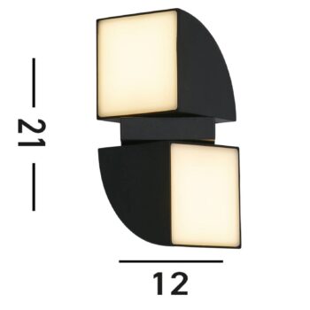Vonkajšie nástenné svietidlo Dakota LED, čierne, výška 21 cm, verzia s 2