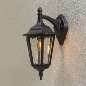 Vonkajšie nástenné svietidlo Firenze, čierne, spodná zásuvka, 48 cm