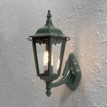 Vonkajšie nástenné svietidlo Firenze, zelené, horná zásuvka, 48 cm