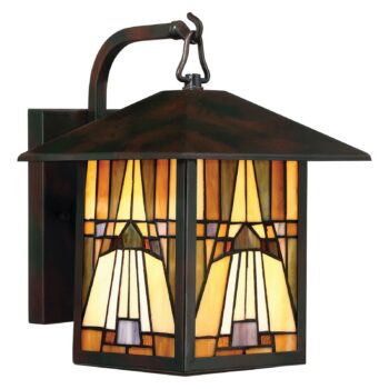 Vonkajšie nástenné svietidlo Inglenook, farebné sklo, H 31,4 cm