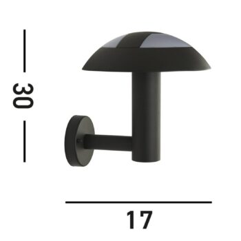 Vonkajšie nástenné svietidlo LED MUSHROOM, IP44, čierna farba, tvar hríbu