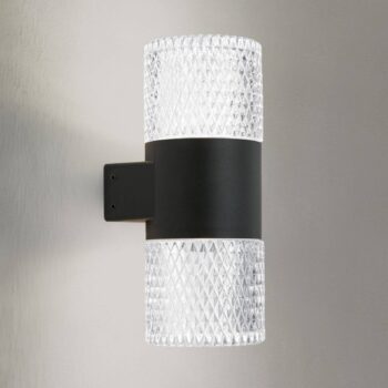 Vonkajšie nástenné svietidlo LED Mondo, čierne, výška 20,4 cm, hliník, 2