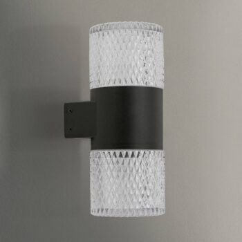 Vonkajšie nástenné svietidlo LED Mondo, čierne, výška 20,4 cm, hliník, 2