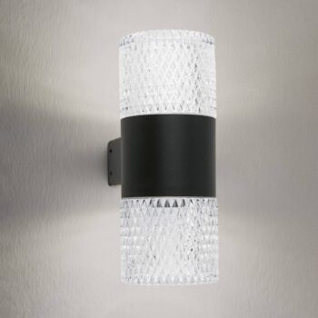 Vonkajšie nástenné svietidlo LED Mondo, čierne, výška 20,4 cm, hliník, 2
