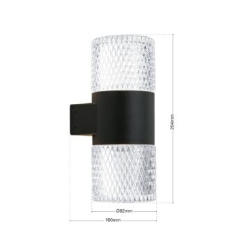 Vonkajšie nástenné svietidlo LED Mondo, čierne, výška 20,4 cm, hliník, 2
