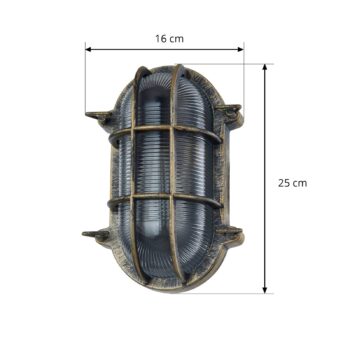 Vonkajšie nástenné svietidlo Lindby Daaje, zlatá farba, 16 cm, hliník