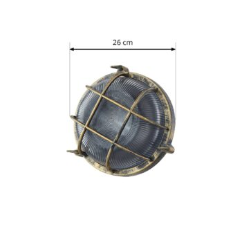 Vonkajšie nástenné svietidlo Lindby Daaje, zlatá farba, Ø 26 cm, hliník