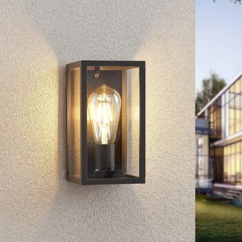 Vonkajšie nástenné svietidlo Lindby Filimon, antracit, 22 cm, IP44, E27