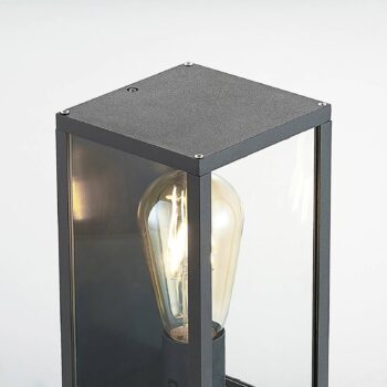 Vonkajšie nástenné svietidlo Lindby Filimon, antracit, 22 cm, IP44, E27