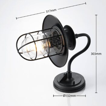 Vonkajšie nástenné svietidlo Lindby Kyan, výška 32 cm, čierne, IP44, E27