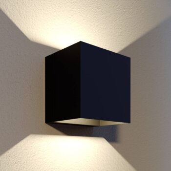 Vonkajšie nástenné svietidlo Lindby LED Glyn, čierne, kov, 12 cm, IP44