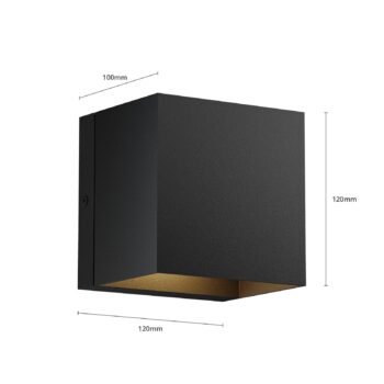 Vonkajšie nástenné svietidlo Lindby LED Glyn, čierne, kov, 12 cm, IP44