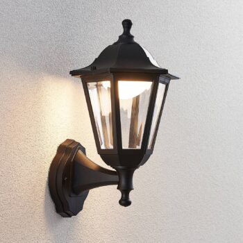 Vonkajšie nástenné svietidlo Lindby LED Iavo, čierne, svietidlo, 38 cm