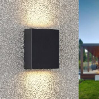 Vonkajšie nástenné svietidlo Lindby LED Ugar, 13 cm, antracit, hore/dole