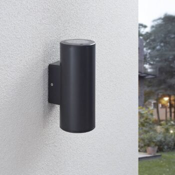Vonkajšie nástenné svietidlo Lindby Nati, 22 cm, antracit, IP54, okrúhle