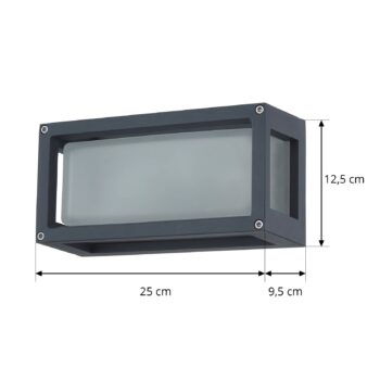 Vonkajšie nástenné svietidlo Lucande Aurelien, sivé, kov, 12,5 cm, IP54