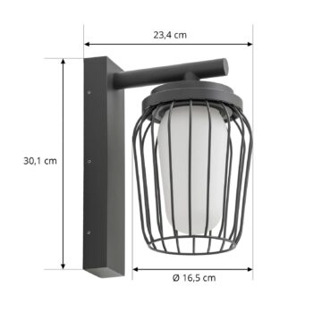 Vonkajšie nástenné svietidlo Lucande Chandan, 30 cm, antracit, hliník