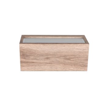 Vonkajšie nástenné svietidlo Mayenne, farba dreva, up- & downlight, hranaté