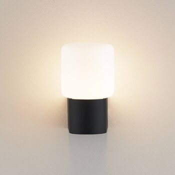 Vonkajšie nástenné svietidlo Molto Luce Lanu Flat, čierne, hliník/sklo