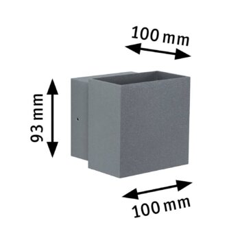 Vonkajšie nástenné svietidlo Paulmann Cybo LED, 2 700 K, 10x10 cm, sivé