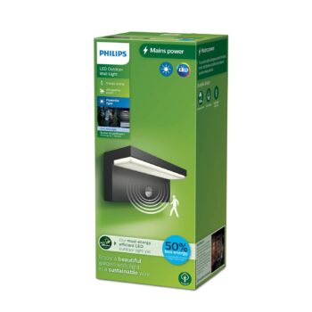 Vonkajšie nástenné svietidlo Philips LED Bustan UE, senzor, 4 000 K