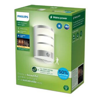 Vonkajšie nástenné svietidlo Philips LED Python UE, sivé, senzor