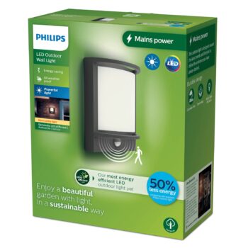 Vonkajšie nástenné svietidlo Philips LED Samondra UE, senzor
