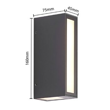 Vonkajšie nástenné svietidlo Prios Loriava LED v tmavosivej farbe