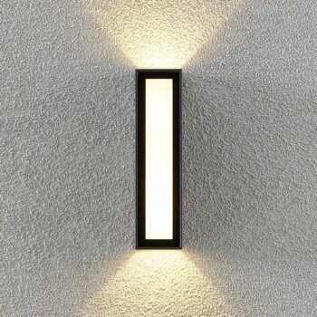 Vonkajšie nástenné svietidlo Prios Loriava LED v tmavosivej farbe