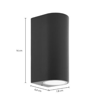 Vonkajšie nástenné svietidlo Prios Tetje, čierne, okrúhle, 16 cm