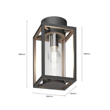 Vonkajšie stropné svietidlo Lucande Ferda, 29 cm, antracit, IP44