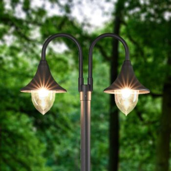 Vonkajšie svietidlo Lindby Madea, sivé, 2 svetlá, 212 cm, E27, IP44