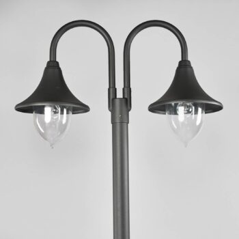 Vonkajšie svietidlo Lindby Madea, sivé, 2 svetlá, 212 cm, E27, IP44