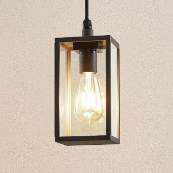 Vonkajšie závesné svietidlo Lindby Filimon, antracit, 22 cm, IP44, E27