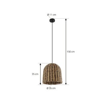 Vonkajšie závesné svietidlo Lindby Taryn, hnedé, plast, IP44 35cm