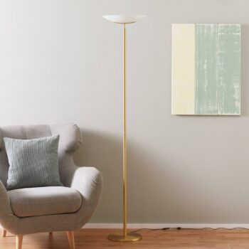 Vysokokvalitné LED stojacia lampa Mika, mosadz