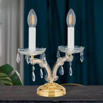 Vznešená stolná lampa TJURA s krištáľmi