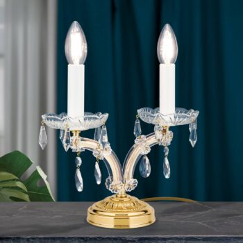 Vznešená stolná lampa TJURA s krištáľmi