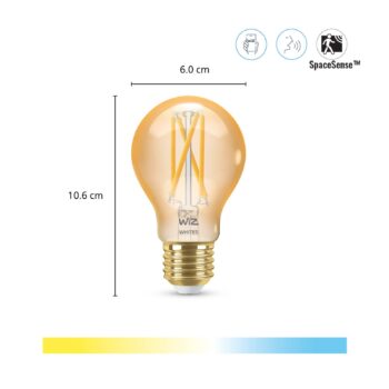 WiZ A60 LED žiarovka WiFi E27 7 W jantár CCT