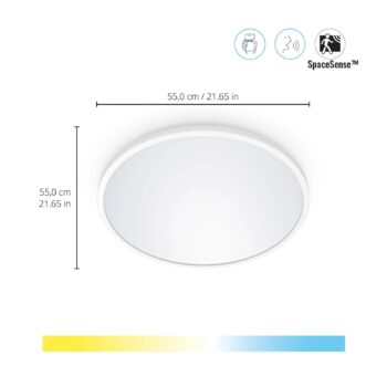 WiZ SuperSlim LED stropné svetlo CCT Ø55cm biele