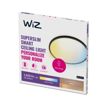 WiZ SuperSlim LED stropné svetlo CCT Ø55cm čierne