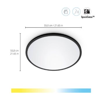 WiZ SuperSlim LED stropné svetlo CCT Ø55cm čierne