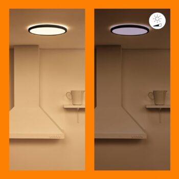 WiZ SuperSlim LED stropné svetlo CCT Ø55cm čierne