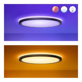 WiZ SuperSlim LED stropné svetlo RGBW Ø54cm čierne