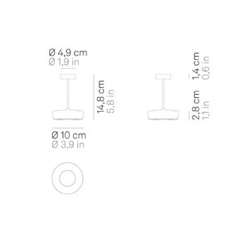 Zafferano LED dobíjacia stolná lampa Swap mini, čierna, 15 cm IP65