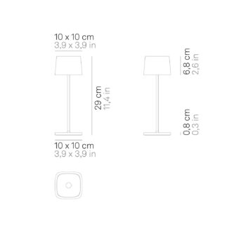 Zafferano Ofelia 3K dobíjacia stolová lampa IP65 corten