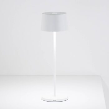 Zafferano Olivia 3K nabíjateľná stolová lampa IP65 biela